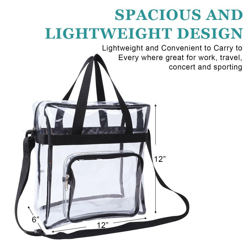 Clearworld Clear Tote Bag Stadium Approved,Adjustable Shoulder Strap and Zippered Top,Stadium Security Travel & Gym Clear Bag, Perfect for Work, School, Sports Games and Concerts-12" x12" x6"(Red) - Image 5